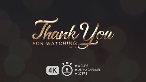 Elegant 3D Golden Script Thank You For Watching Title