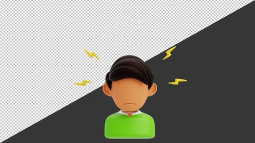3D Animation of Emotional Stress and Dizziness | Alpha Channel