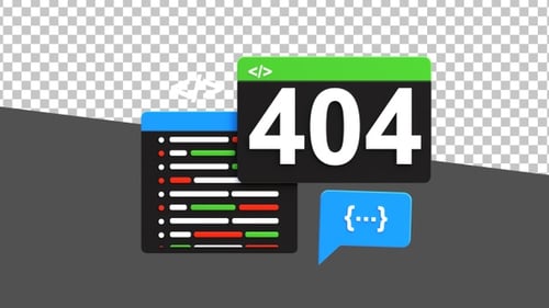 3D Back End Developer Black and White Error 404 | Alpha Channel