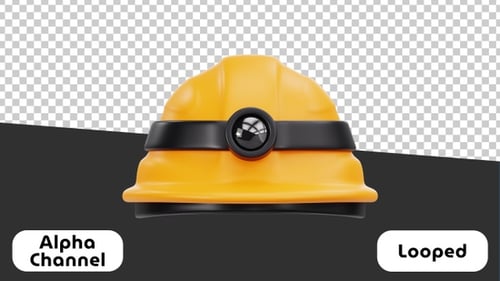 3D Construction Hard Hat Icon Animation | Alpha Channel