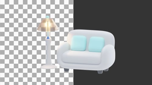 3D Animation of Minimalist Living Room Setup for a Clean Look | Alpha Channel