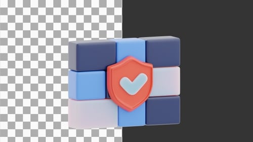 3D Animation of Internet Protection Firewall | Alpha Channel