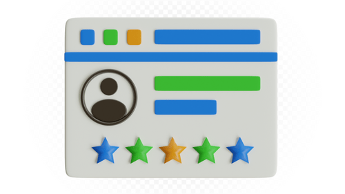 3D Animated User Interface with Profile and Star Ratings