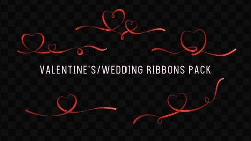 Elegant Flowing Red Ribbon Heart Shapes Animation