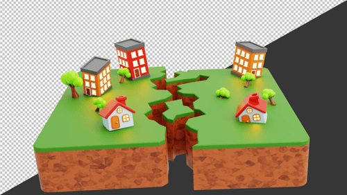 3D Animation of Earthquake Natural Disaster | Alpha Channel