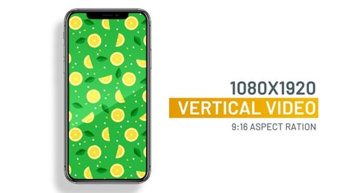 Seamless lemon icons pattern looping vertical animation