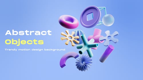 Colorful Abstract 3D Shapes Floating Motion Background Loop