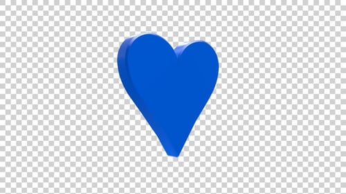 Animated Blue 3D Heart Rotating Seamless Loop