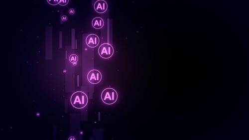 Glowing AI Symbols Background Loop for Technology and Data Concepts