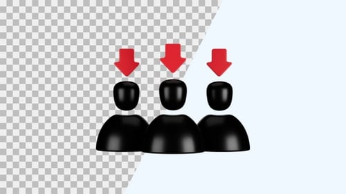 3D Animation Icon of Workers Decreased | Alpha Channel