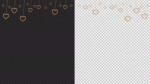 Golden Hanging Hearts Decorative Animation for Romantic Events