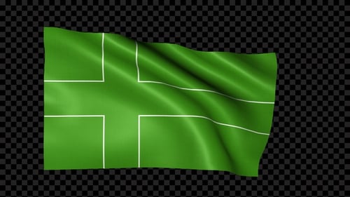 Waving Green Flag with White Scandinavian Cross Design Loop