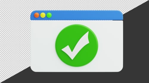3D Web Browser with a Confirmation Check Mark | Alpha Channel