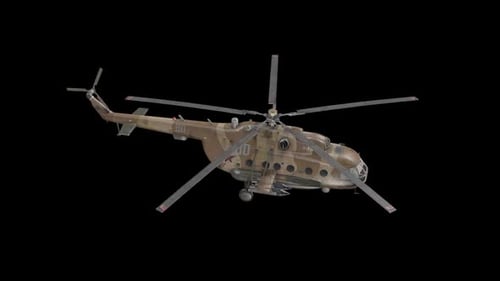 Rotating Military Helicopter 3D Model