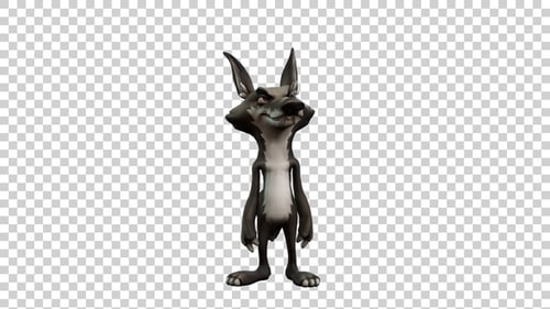 Coyote Cartoon Idle Animation Front View