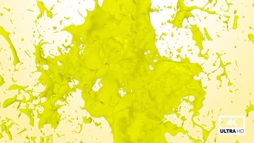 Dynamic Yellow Fluid Splash with Alpha Channel Reveal