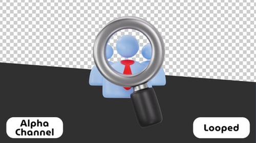 3D Animation of Magnifying Glass Over User Search | Alpha Channel