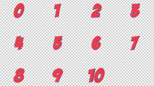 Hand Drawn Number Counting Animation On Alpha Channel. 1 To 10 Number ...