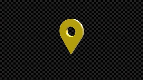 Bouncing 3D Yellow Location Pin Map Marker Animation