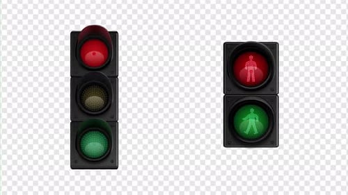 Animated Traffic Light and Pedestrian Crossing Signals