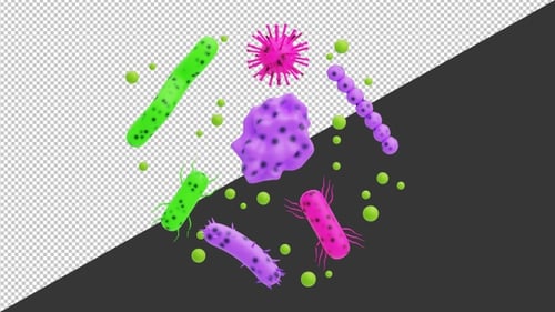 3D Microscopic viruses | Alpha Channel