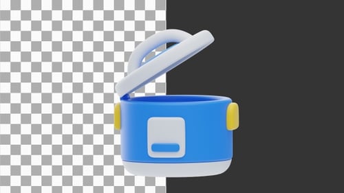 3D Animation of Features an Open Rice Cooker | Alpha Channel