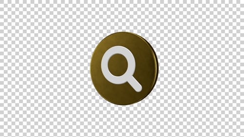 3D Golden Search Icon Rotation Animation