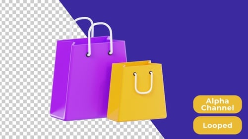 3D Animated Shopping Bag | Alpha Channel