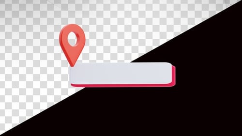 Location pin with blank banner 3d animation