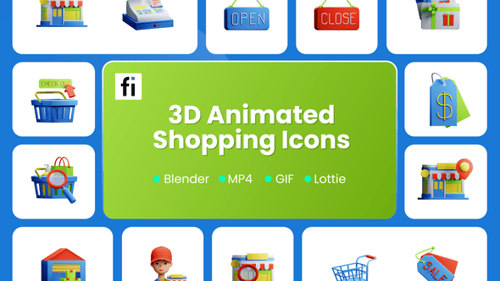 3D Animated Retail Icon Set
