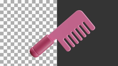 3D Animation of Realistic Wooden Comb with Fine Teeth | Alpha Channel