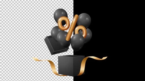 Discount Offer Balloon Animation Alpha Channel 1080p