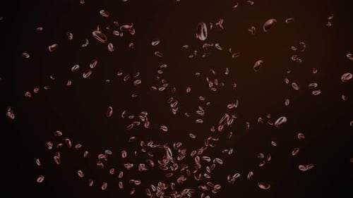 Coffee Beans falling brown background. 3D Green Screen Loop Animation Background.