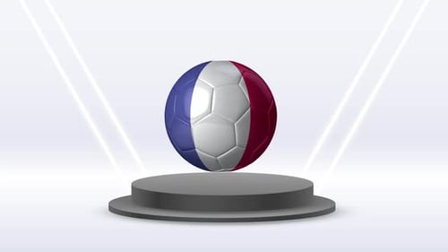 Dynamic 3D Football with National Flags on a Modern Stage