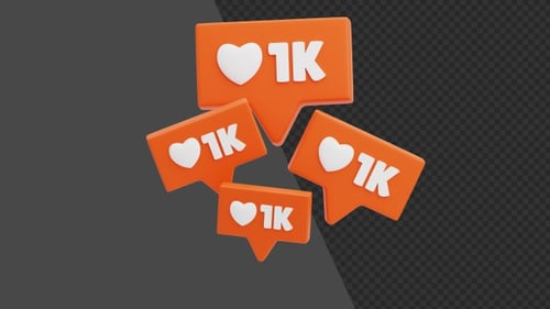 3D Animation of 1K Social Media Likes Notification | Alpha Channel