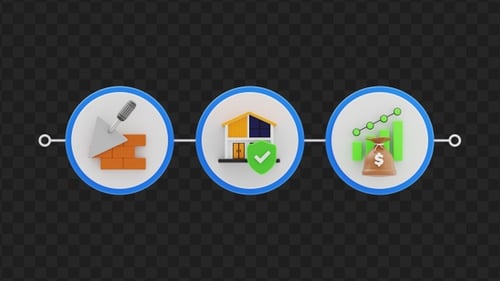 3D Business Timeline Infographic with Costs and Profit | Alpha Channel