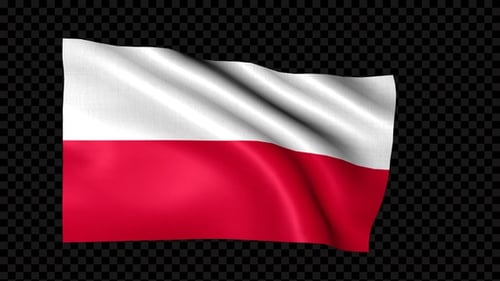 Waving Poland Flag Loop with Alpha Channel