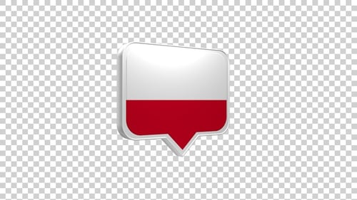 Animated 3D Poland Flag Speech Bubble Icon Rotation