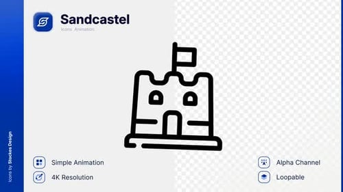Animated Minimalist Line Art Sandcastle Icon