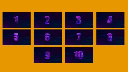 Digital Glitch Countdown with Neon Numbers