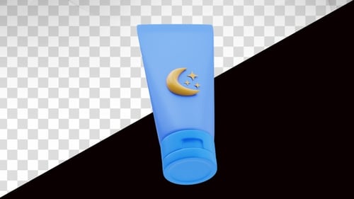 Animated 3D Blue Tube Reveals Moon and Stars for Skincare