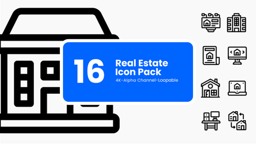 Animated Real Estate & Property Icons – Seamless Loop, 4K