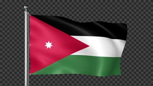 Waving Flag of Jordan with Alpha Channel