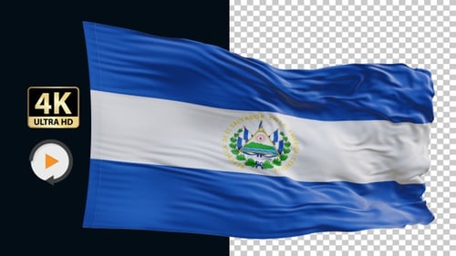 Waving El Salvador Flag Realistic Animation