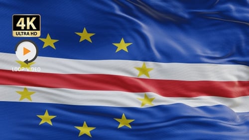 Realistic Waving National Flag of Cape Verde Animation