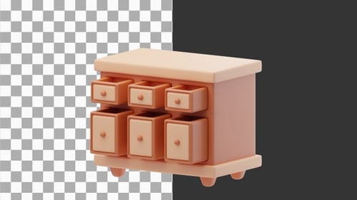 3D Animation of Minimalist Sideboard Buffet | Alpha Channel