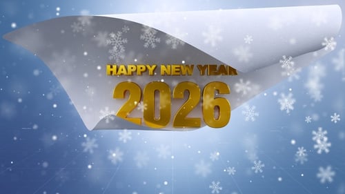 3D Happy New Year 2026 Winter Holiday Greeting
