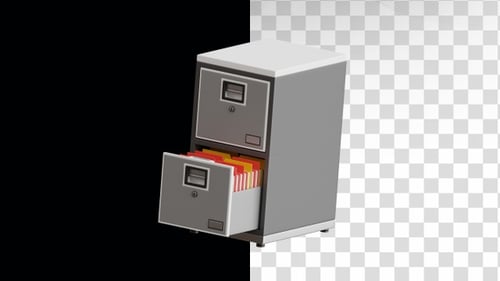 Animated 3D Filing Cabinet Opening and Closing