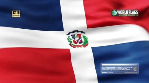 Realistic Waving Flag of the Dominican Republic