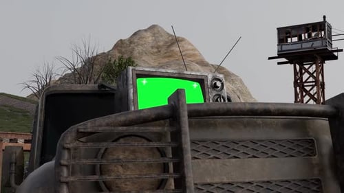 Old Tv Mockup Green Screen